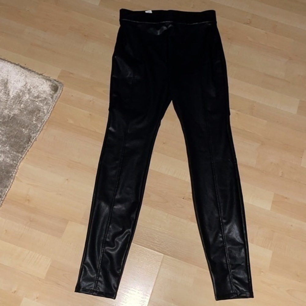 NWT ASTARS Rizzo tummy tuck leggings high waist vegan leather black stretch L - Picture 2 of 10